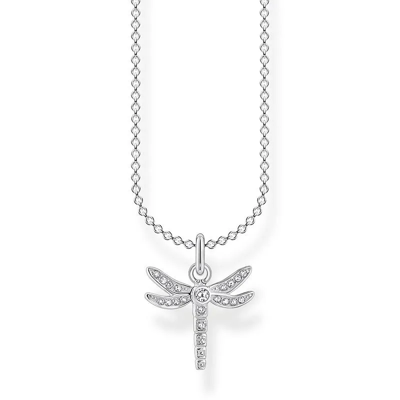 Thomas Sabo Charm Club Sterling Silver Dragonfly Pave Necklace D