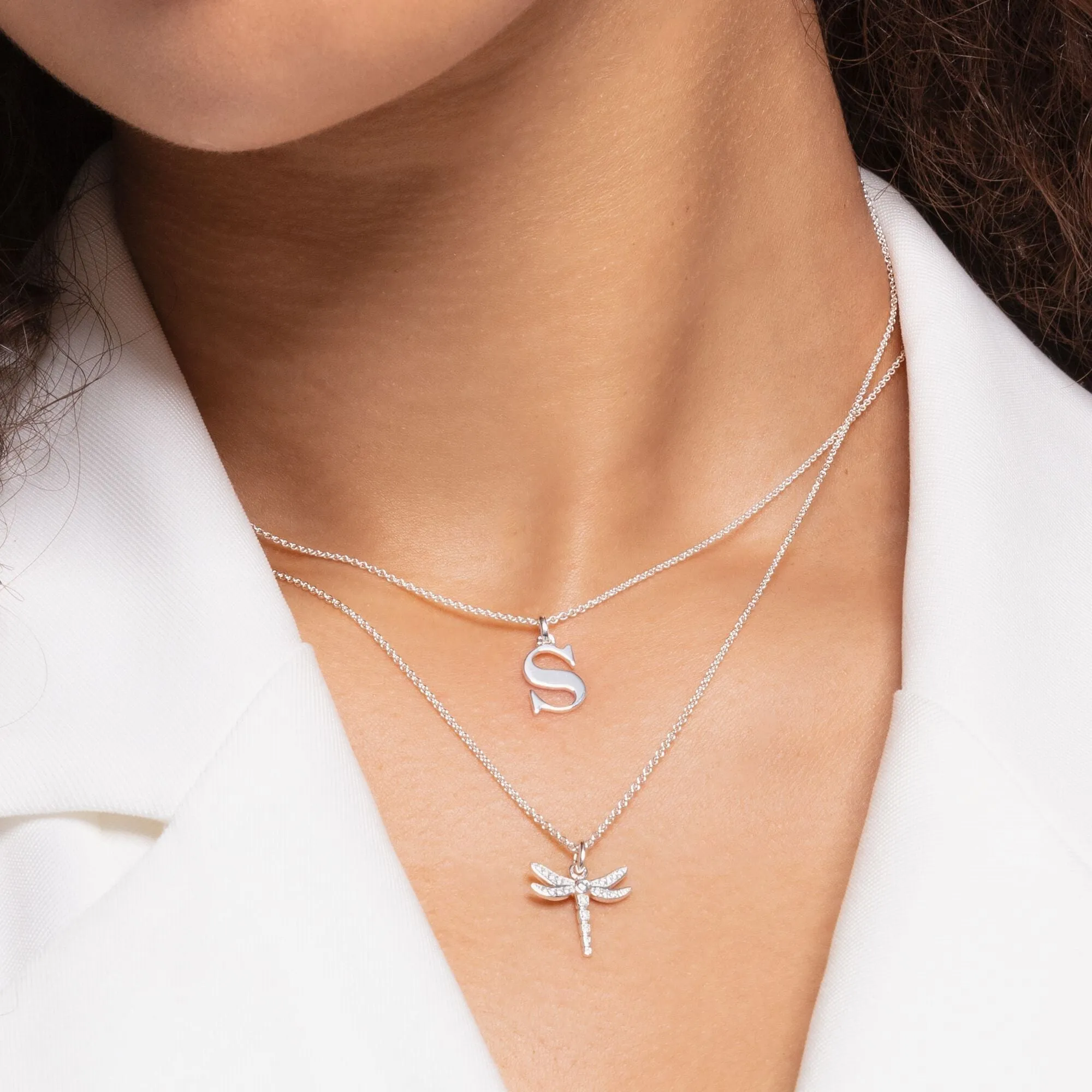Thomas Sabo Charm Club Sterling Silver Dragonfly Pave Necklace D