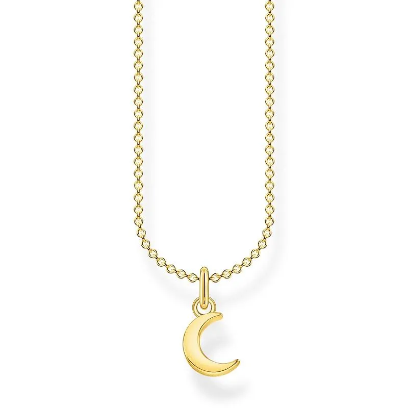 Thomas Sabo Charm Club Sterling Silver Gold Plated Moon Necklace