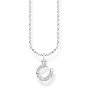 Thomas Sabo Charm Club Sterling Silver Horseshoe White Stones Necklace D
