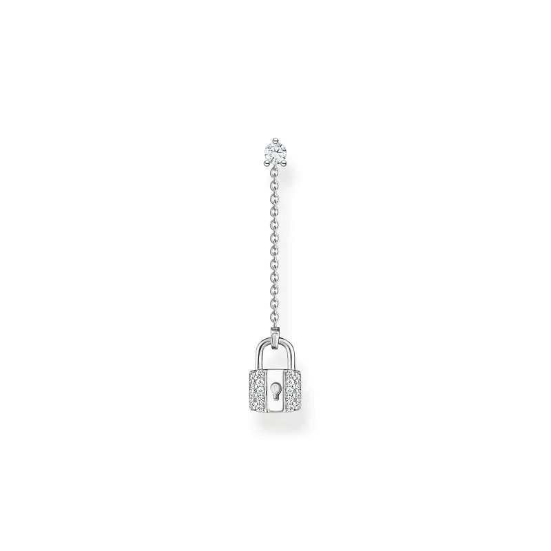 Thomas Sabo Charm Club Sterling Silver Lock Single Drop Earring D