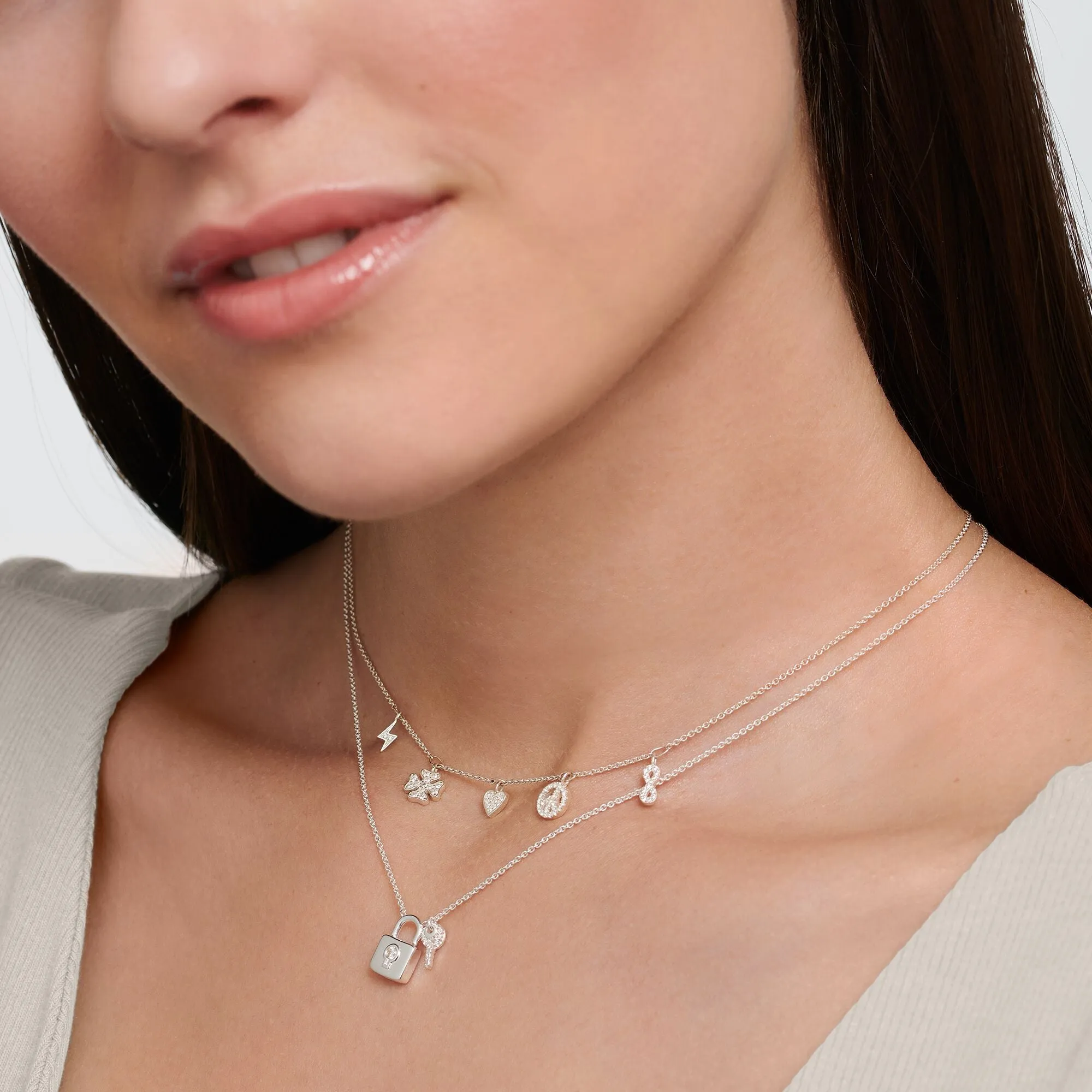 Thomas Sabo Charm Club Sterling Silver Lock With Key Necklace D