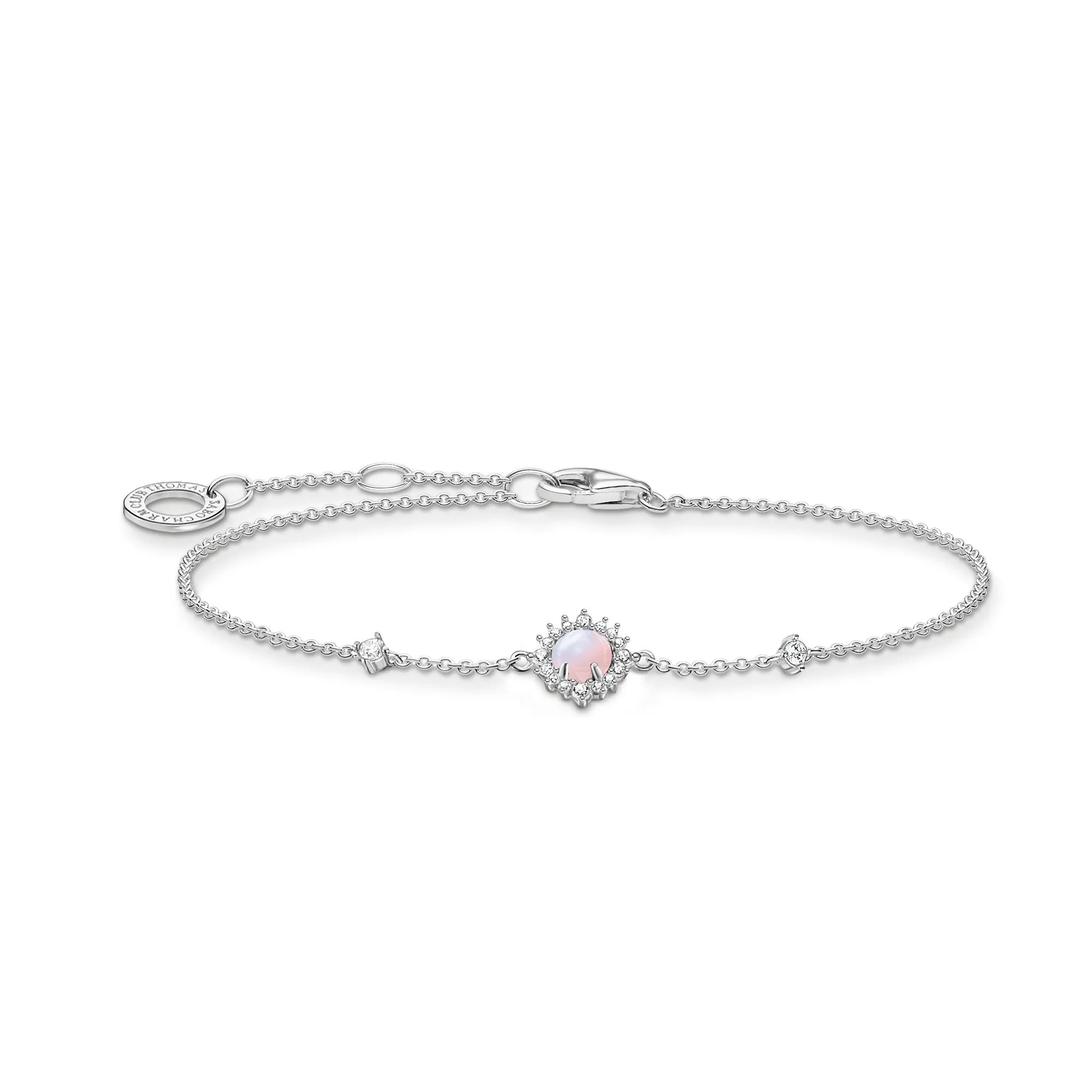 Thomas Sabo Charm Club Sterling Silver Vintage Rose Stone Bracelet