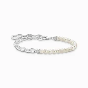 Thomas Sabo Charm Club Sterling Silver White Pearls Chain Charm Bracelet D