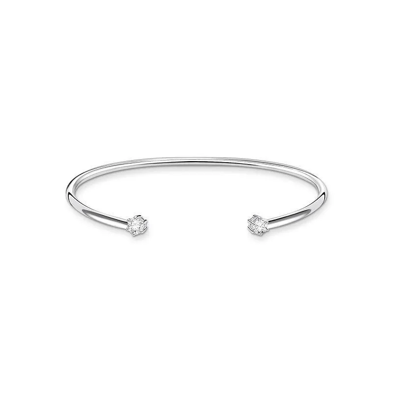 Thomas Sabo Charm Club Sterling Silver White Stone Bangle D