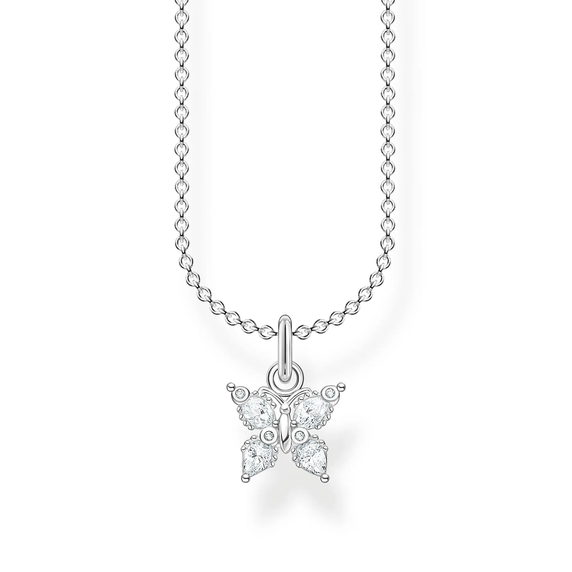 Thomas Sabo Charm Club Sterling Silver White Zirconia Butterfly Necklace D