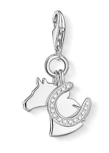 Thomas Sabo Charm Club Sterling Silver White Zirconia Horse With Horseshoe Charm