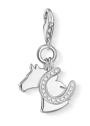 Thomas Sabo Charm Club Sterling Silver White Zirconia Horse With Horseshoe Charm