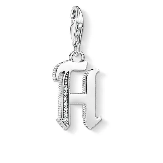 Thomas Sabo Charm Club Sterling Silver White Zirconia Letter H Charm