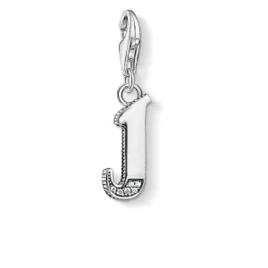 Thomas Sabo Charm Club Sterling Silver White Zirconia Letter J Charm