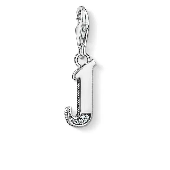 Thomas Sabo Charm Club Sterling Silver White Zirconia Letter J Charm