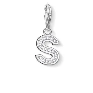 Thomas Sabo Charm Club Sterling Silver White Zirconia Letter S Charm