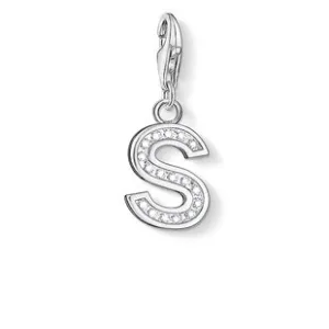Thomas Sabo Charm Club Sterling Silver White Zirconia Letter S Charm