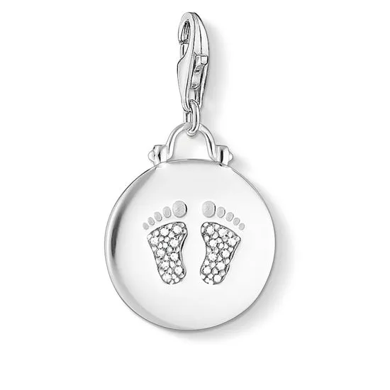 Thomas Sabo Charm Club Sterling Silver Zirconia Baby Footprint Charm