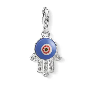 Thomas Sabo Charm Club Sterling Silver Zirconia Glass Hand Of Fatima Charm