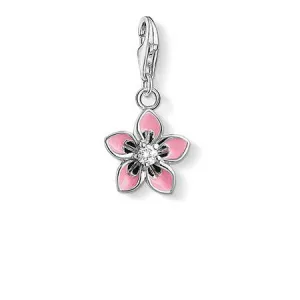 Thomas Sabo Charm Club Sterling Silver Zirconia Pink Flower Charm