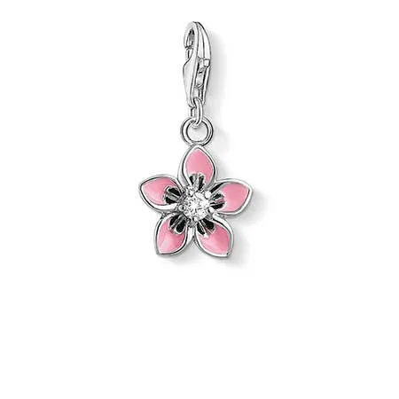 Thomas Sabo Charm Club Sterling Silver Zirconia Pink Flower Charm