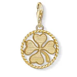 Thomas Sabo Charm Club Yellow Gold Plated Silver Disc Cloverleaf Charm D