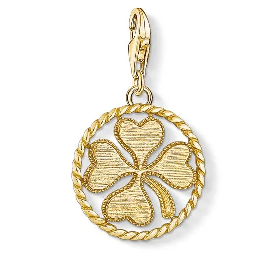Thomas Sabo Charm Club Yellow Gold Plated Silver Disc Cloverleaf Charm D