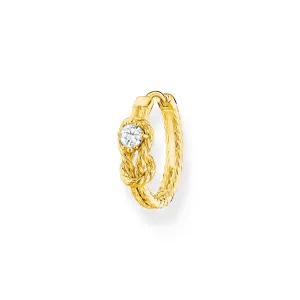 Thomas Sabo Charm Club Yellow Gold Plated Sterling Silver Rope Knot Hoop Earring D