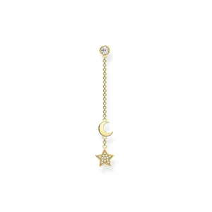 Thomas Sabo Charm Club Yellow Gold Plated Sterling Silver Star and Moon Single Drop Earring D
