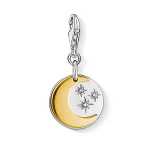 Thomas Sabo Charm Silver Gold Zirconia Moon And Stars Charm D
