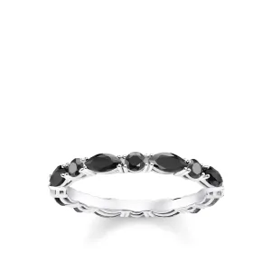 Thomas Sabo Glam & Soul Sterling Silver Black Zirconia Marquise Ring