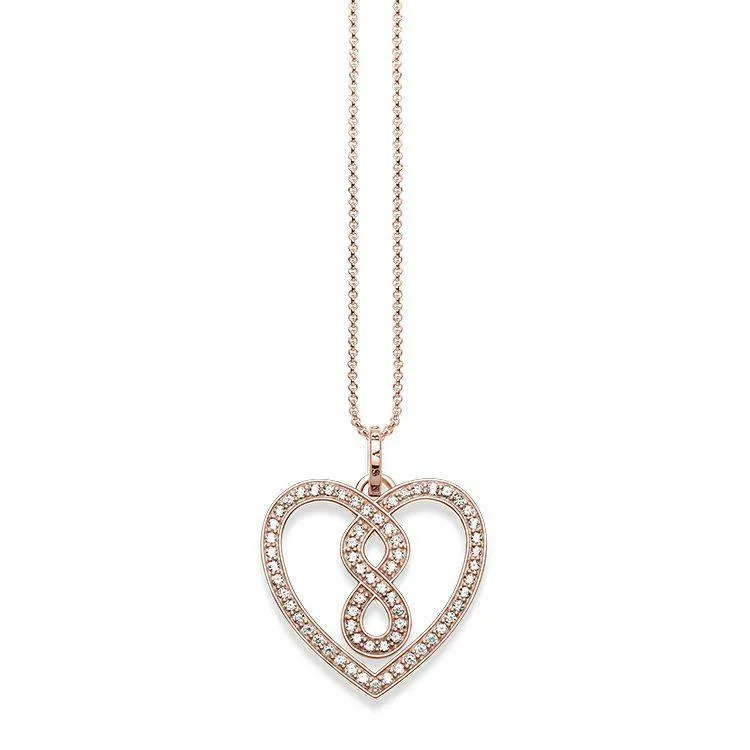 Thomas Sabo Glam And Soul Rose Gold White Zirconia Infinity Heart Necklace D