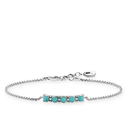 Thomas Sabo Glam And Soul Silver Turquoise Diamond Ethnic Bracelet D