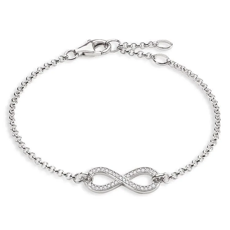Thomas Sabo Glam And Soul Sterling Silver White Zirconia Infinity Bracelet