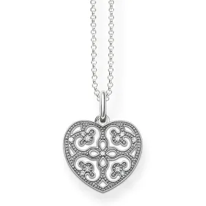 Thomas Sabo Glam And Soul Sterling Silver White Zirconia Ornament Heart Necklace D