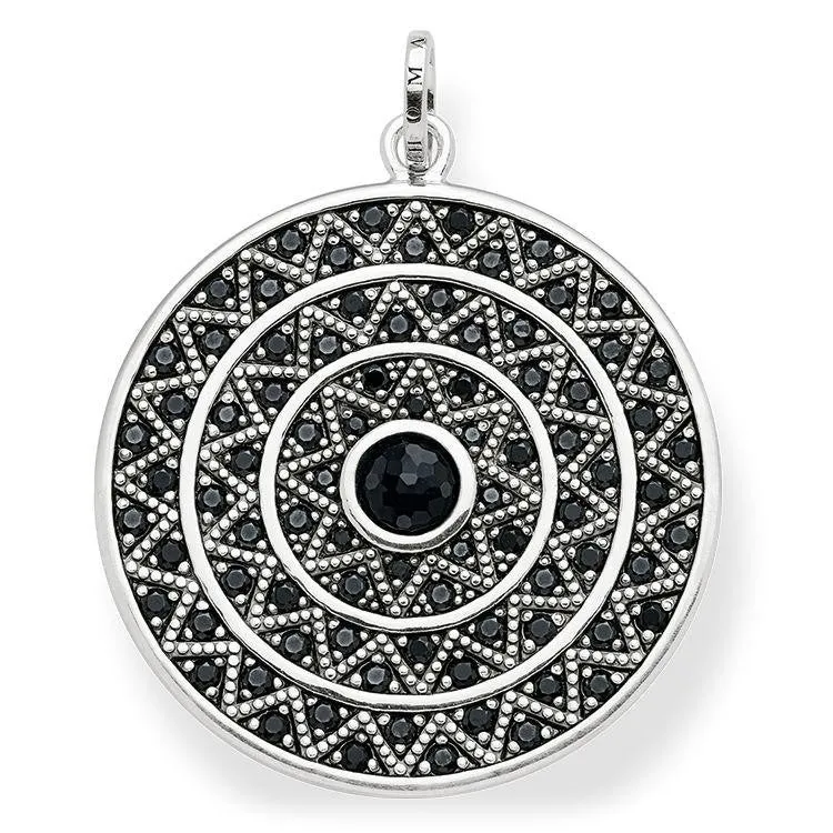 Thomas Sabo Glam And Soul Sterling Silver Zirconia Onyx Zig Zag Pendant D