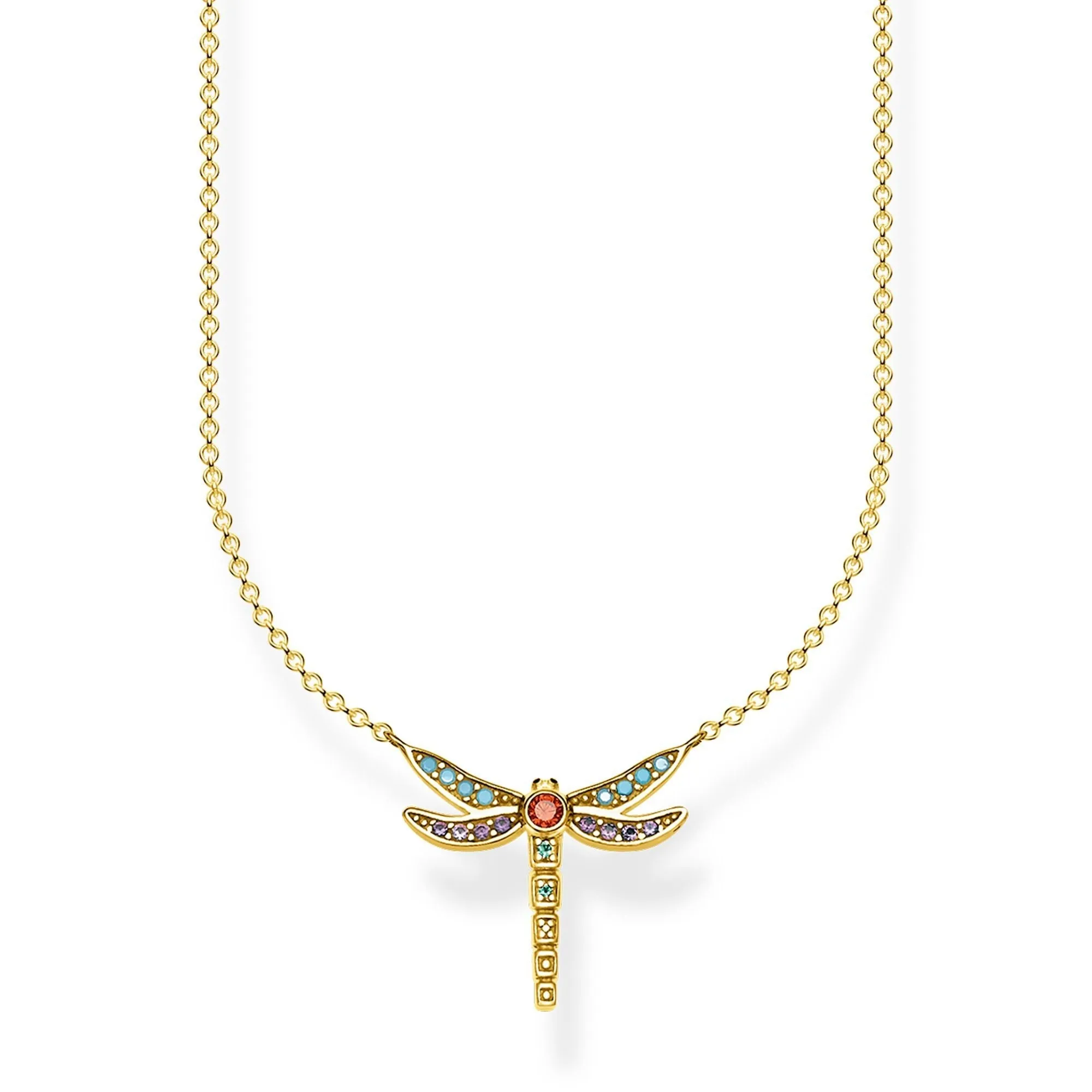 Thomas Sabo Glam And Soul Yellow Gold Plated Silver Small Dragonfly Necklace D