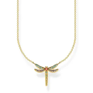 Thomas Sabo Glam And Soul Yellow Gold Plated Silver Small Dragonfly Necklace D
