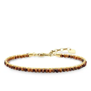 Thomas Sabo Glam And Soul Yellow Gold Tiger's Eye Brown Bracelet D