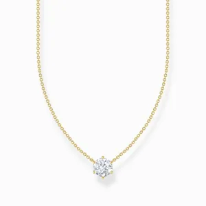 Thomas Sabo Gold Plated Sterling Silver Circle White Zirconia Necklace