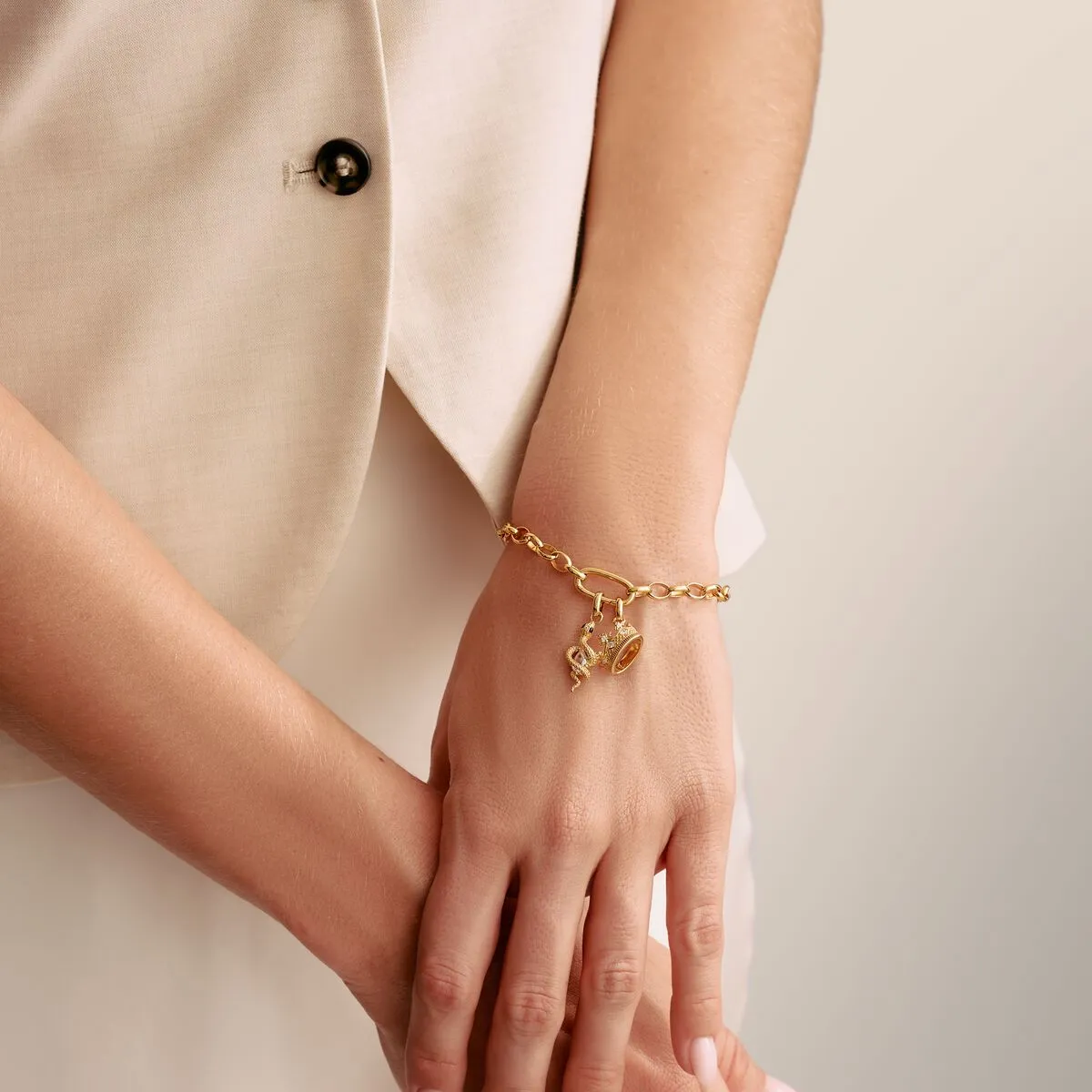 Thomas Sabo Gold Plated White Zirconia Snake Connect Charm