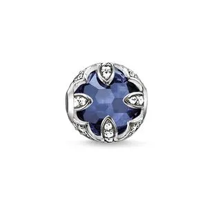 Thomas Sabo Karma Beads Sterling Silver Corundum Dark Blue Lotus Charm
