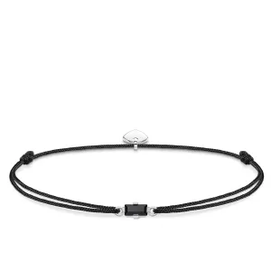 Thomas Sabo Little Secrets Sterling Silver Black Nylon Baguette Cut Bracelet