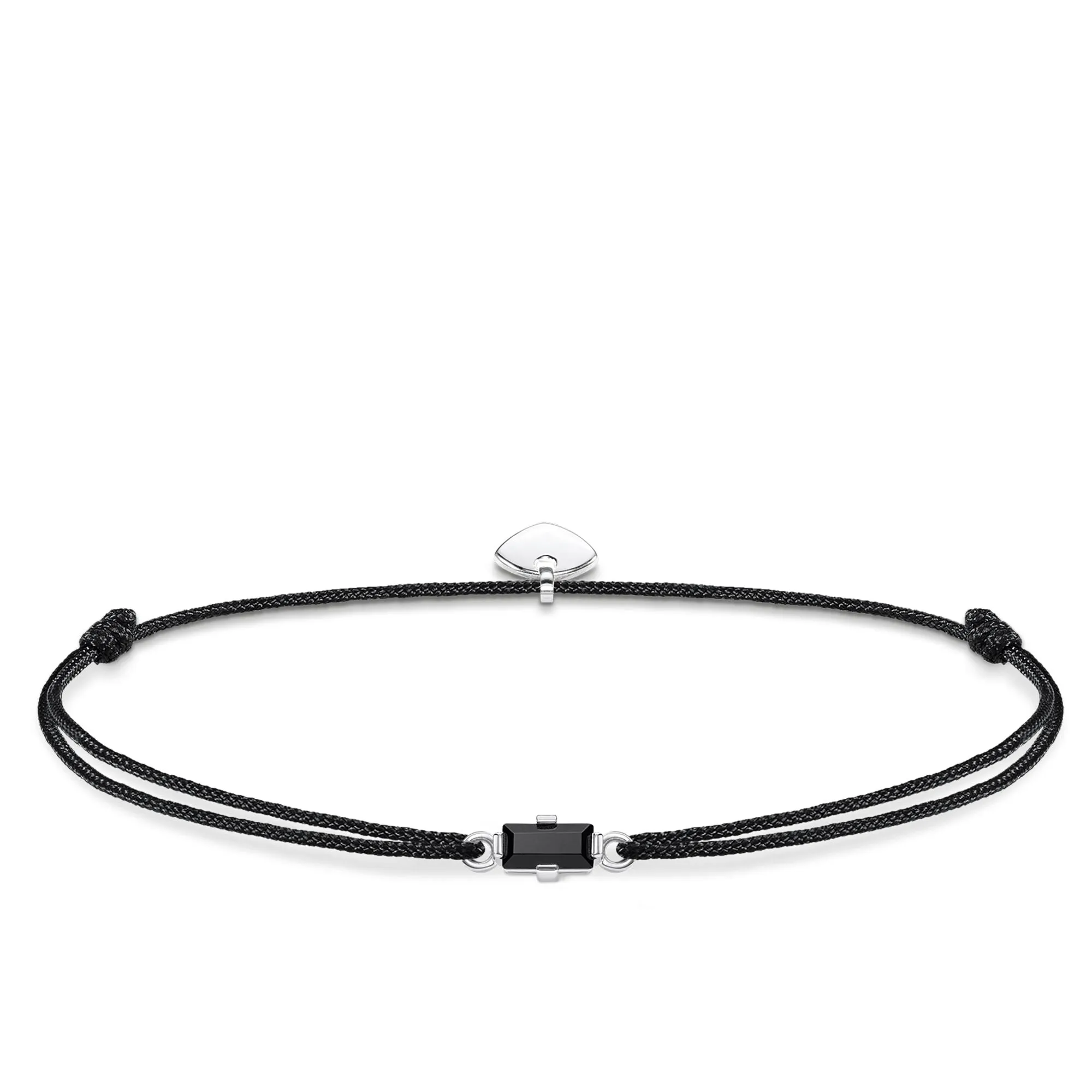 Thomas Sabo Little Secrets Sterling Silver Black Nylon Baguette Cut Bracelet