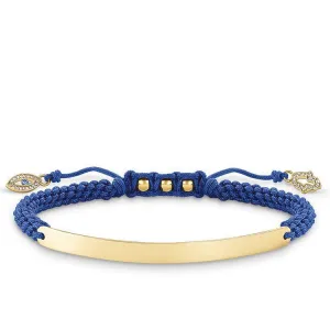 Thomas Sabo Love Bridge Yellow Gold White Zirconia Blue Macrame Bracelet D