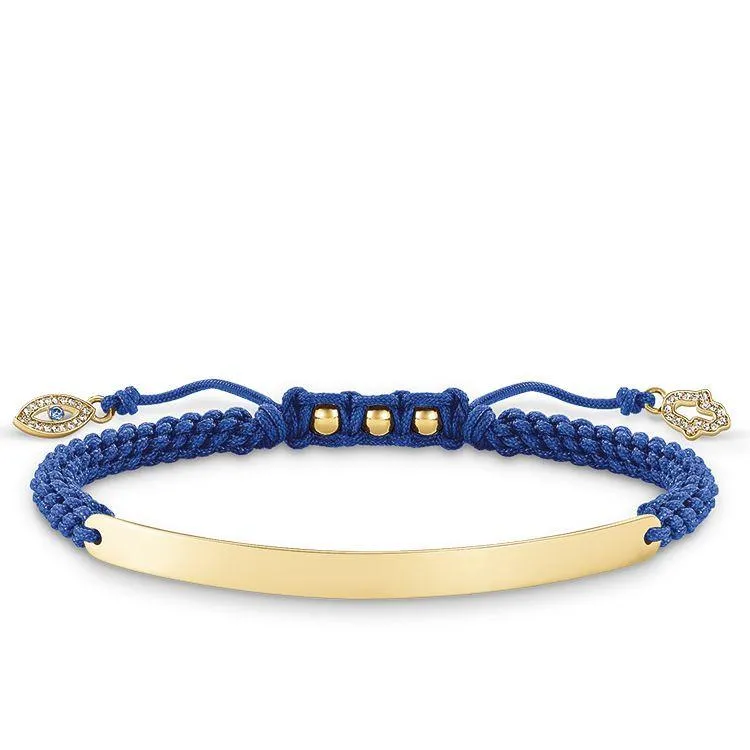 Thomas Sabo Love Bridge Yellow Gold White Zirconia Blue Macrame Bracelet D