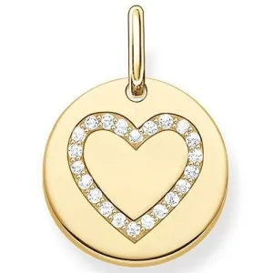 Thomas Sabo Love Bridge Yellow Gold White Zirconia Heart Disc Pendant D