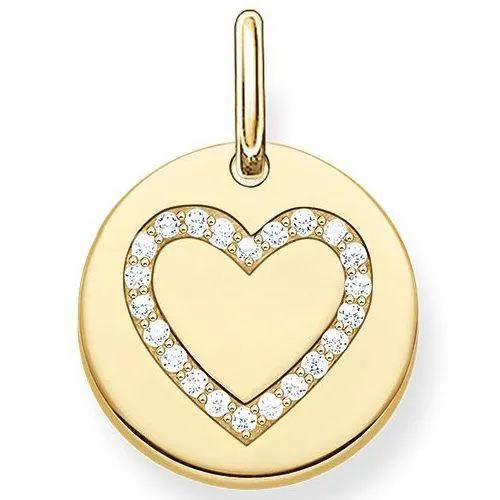 Thomas Sabo Love Bridge Yellow Gold White Zirconia Heart Disc Pendant D
