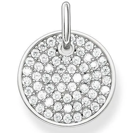 Thomas Sabo Love Coin Sterling Silver White Zirconia Sparkling Circles Disc Pendant D