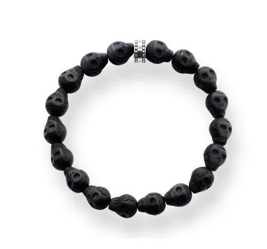 Thomas Sabo Obsidian Skulls Silver Bracelet D