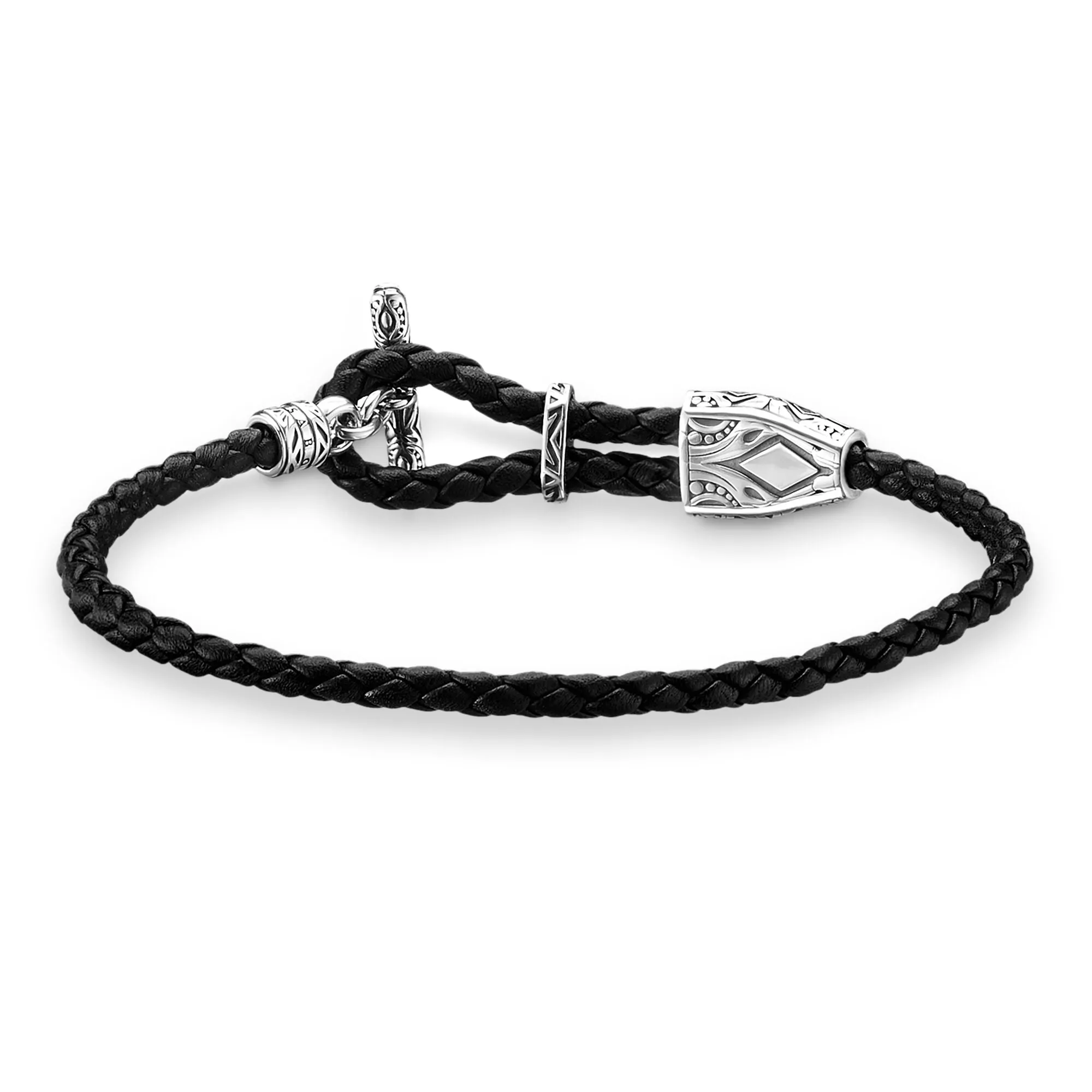Thomas Sabo Rebel At Heart Sterling Silver Black Ornament Braided Bracelet