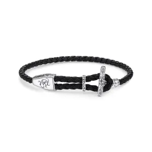 Thomas Sabo Rebel At Heart Sterling Silver Black Ornament Braided Bracelet