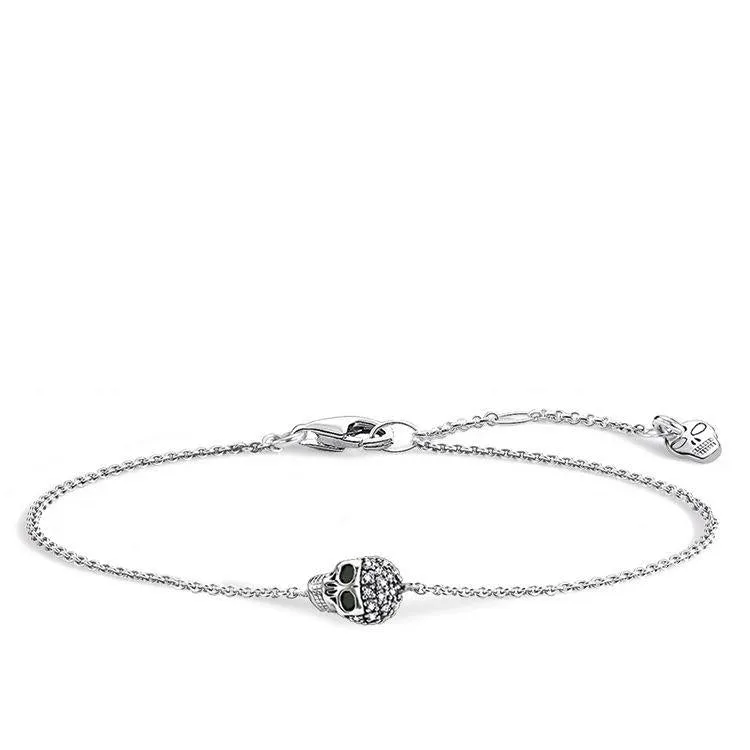 Thomas Sabo Rebel At Heart Sterling Silver Diamond Skull Bracelet