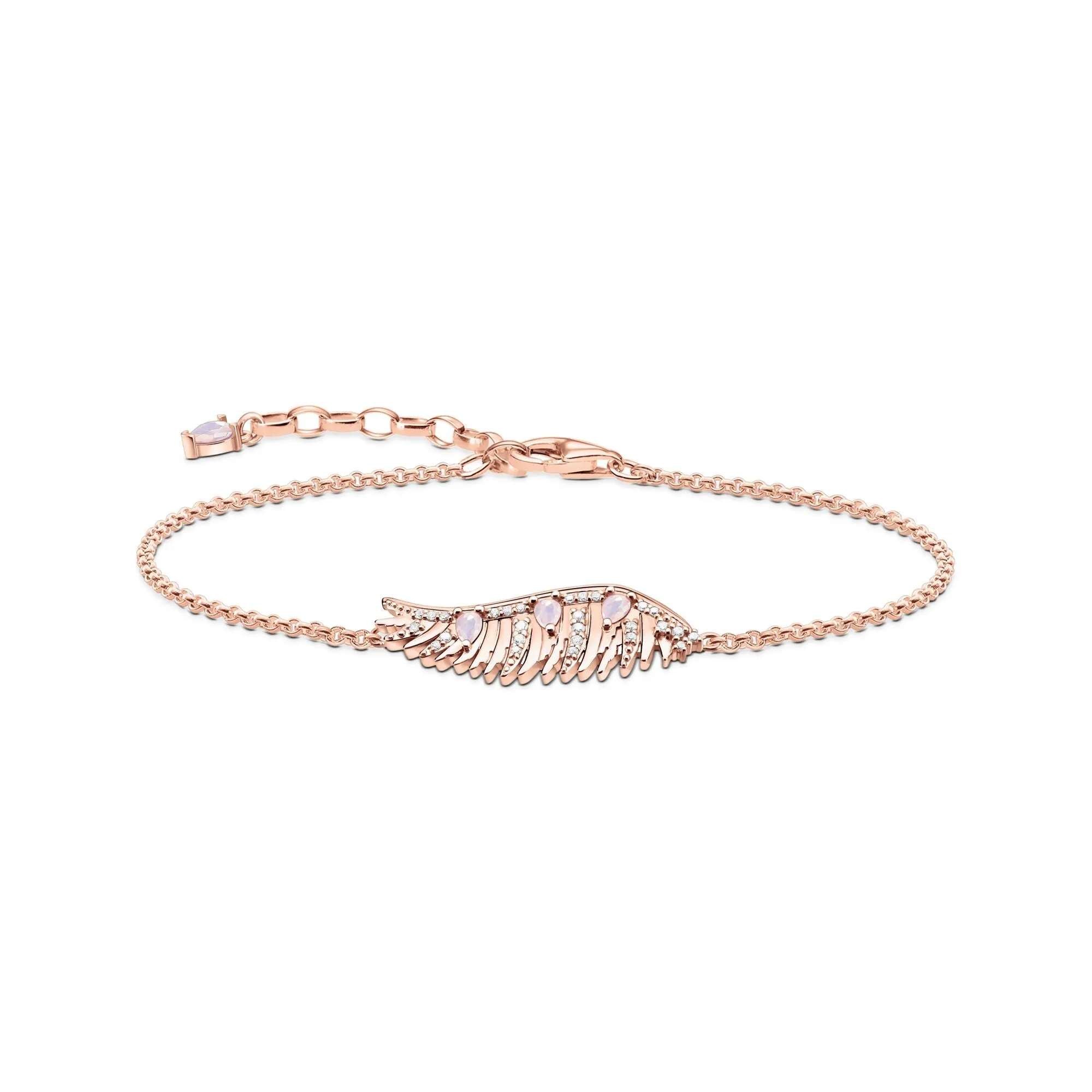 Thomas Sabo Rose Gold Plated Sterling Silver Phoenix Wing Pink Stones Bracelet D